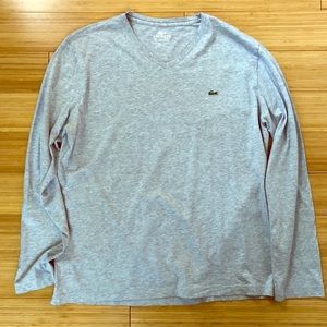 Lacoste Men’s Med Heather Grey Long Sleeve V Neck